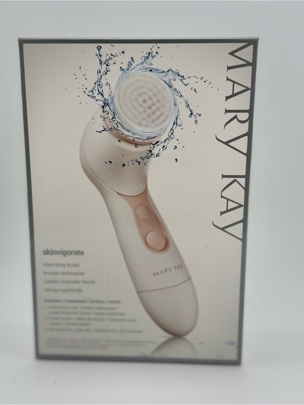 Mary Kay Skinvigorate Facial Cleansing Brush in Soft Pink and White NIB
